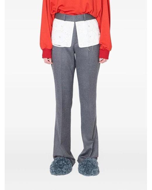 Kolor Gray Embroidered-Panel Trousers