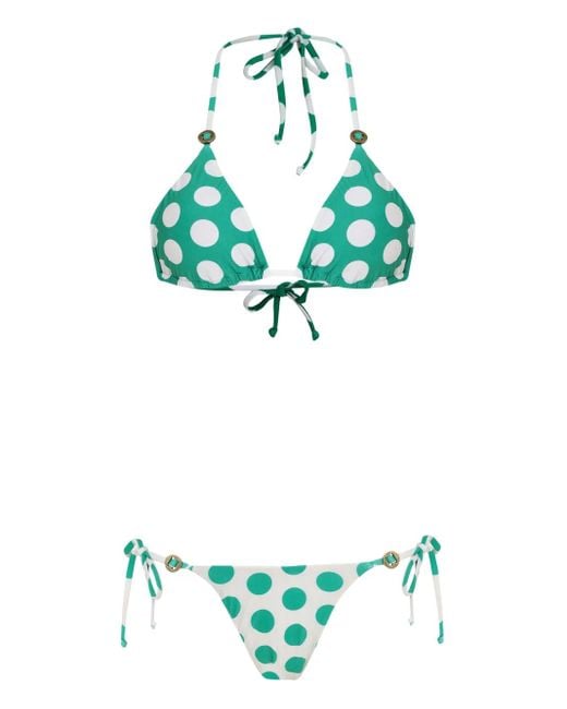 Amir Slama Green Bikini Mit Polka Dots