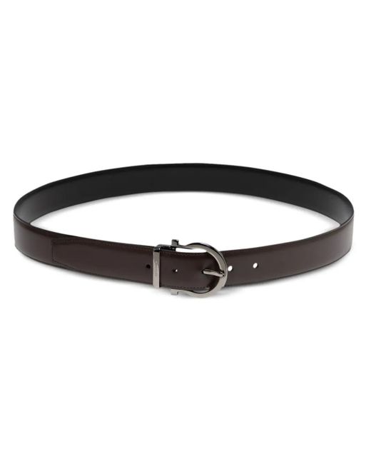 メンズ Ferragamo バックル レザーベルト Black
