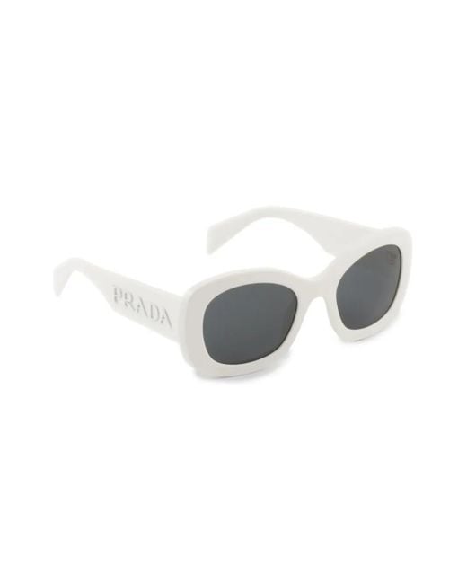 Prada Gray Logo-Embossed Oversize-Frame Sunglasses