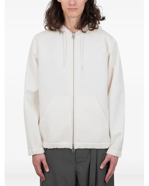 Sacai White Zip-Up Hoodie for men