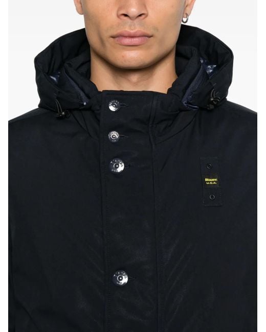 Blauer Blue Hooded Button-Fastening Jacket for men