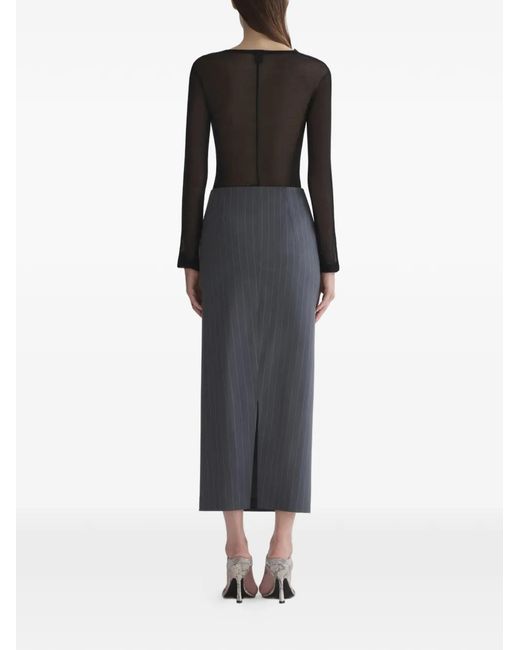 Mugler Black Pinstripe Split Skirt