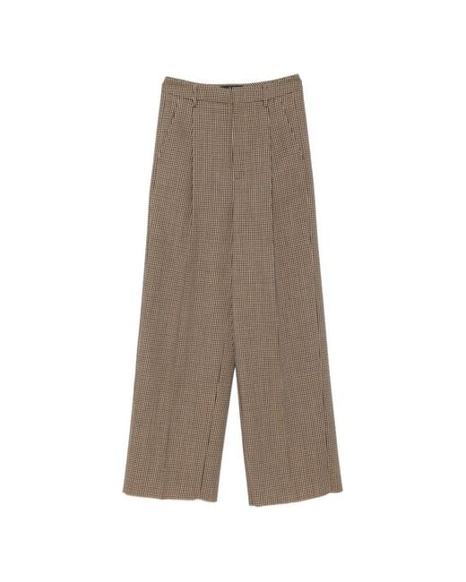 Seafarer Gray Houndstooth-Pattern Wide-Leg Trousers