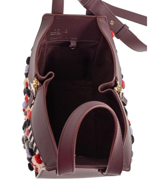 Loewe Purple Hammock Pom-Pom Leather Tote Bag