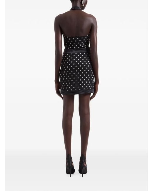 Nina Ricci Black Polka-Dot Halterneck Mini Dress