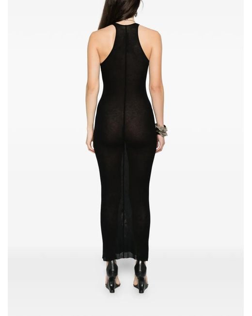 Rick Owens Racerback Midi Dress in Black | Lyst