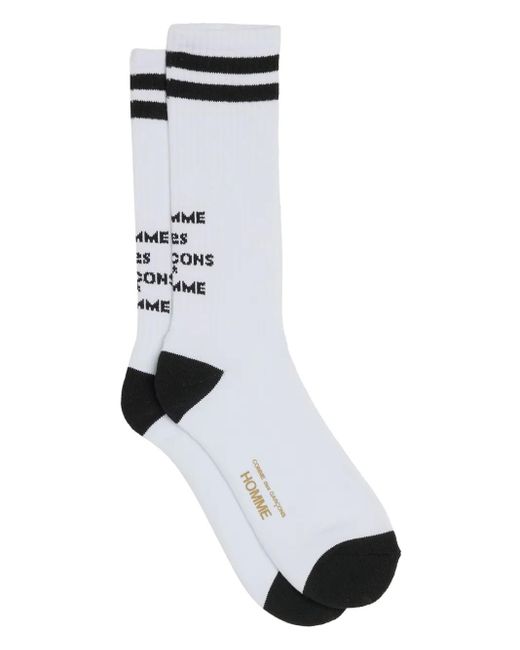 メンズ Comme des Garçons ロゴ 靴下 White
