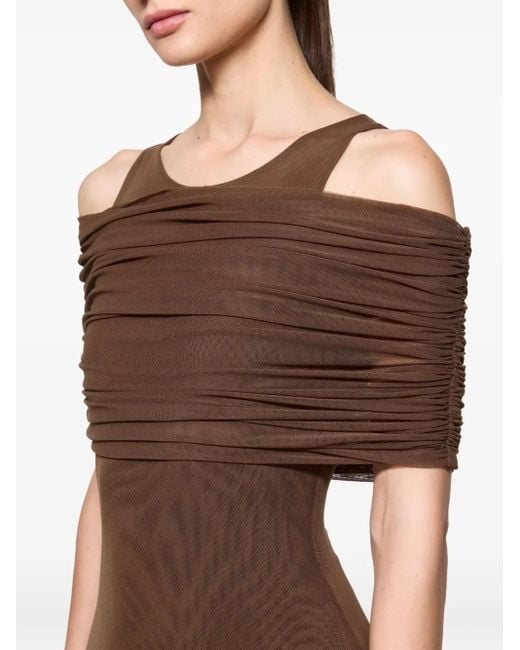 Atu Body Couture Brown Off-Shoulder Maxi Dress