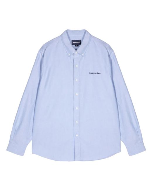Thisisneverthat Blue Logo-Embroidered Poplin Shirt for men
