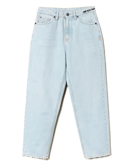 Twinset Jeans Met Gerafelde Afwerking En Vijf Zakken in het Blue