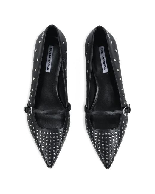 Karl Lagerfeld Black Stud-Embellished Pointed-Toe Pumps