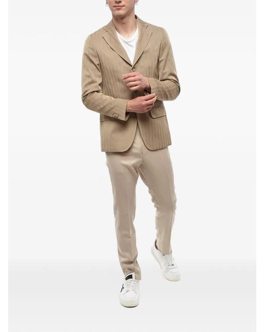 Corneliani Natural Herringbone Cotton Blazer for men