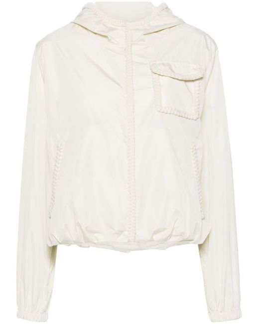Moncler White Crochet-trim Hooded Jacket