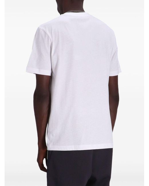 Boss White Stripe-print Cotton T-shirt for men