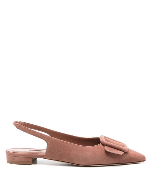 Manolo Blahnik Pink Suede Slingback Pumps