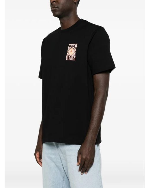 Casablanca Black Hermons Mirage-Print T-Shirt for men