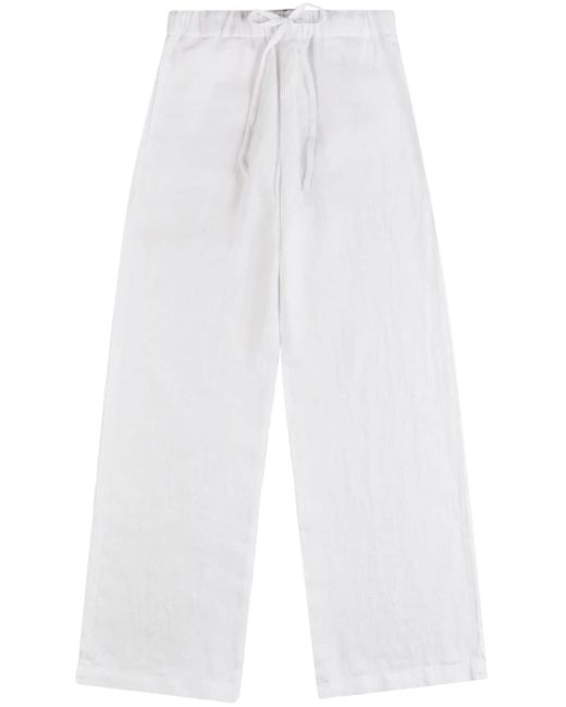 Fay White Wide-leg Linen Trousers