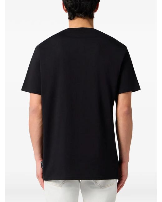 Philipp Plein Black Stars-Studs Crew-Neck T-Shirt for men