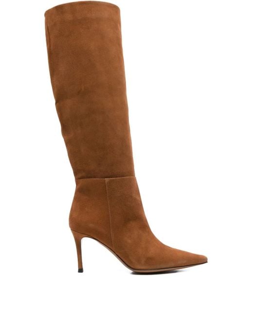 Roberto Festa Brown Kniehohe Klaria Stiefel mit spitzer Kappe 90mm