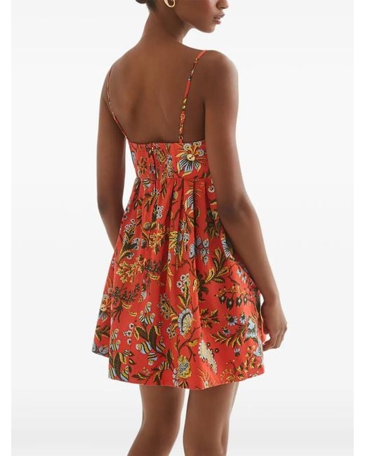 Cara Cara Red Leo Floral Mini Dress