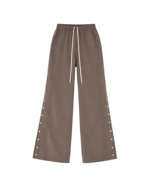 Rick Owens Brown Pusher Drawstring-Waist Track Pants