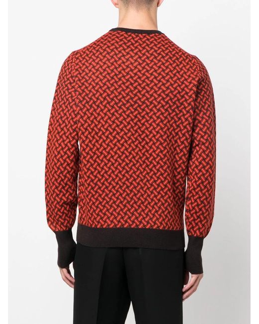 Drumohr Red Razor Blade Patterned Jumper for men