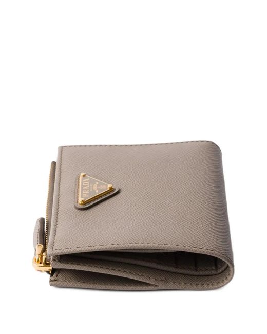Cartera Pequeña De Piel Saffiano Con Logo Triangular Prada de color Natural