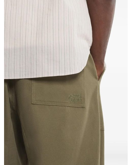 Maison Kitsuné Green Drawstring-Waistband Trousers for men