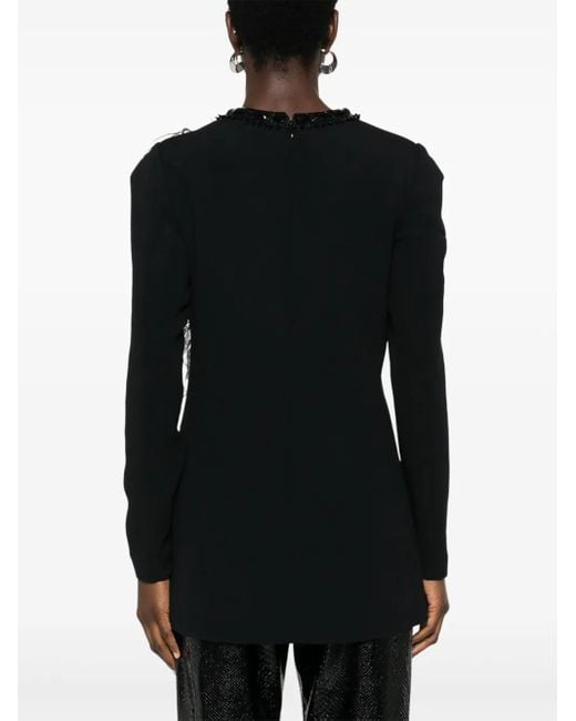 Elie Saab Black Embroidered Cady Blouse