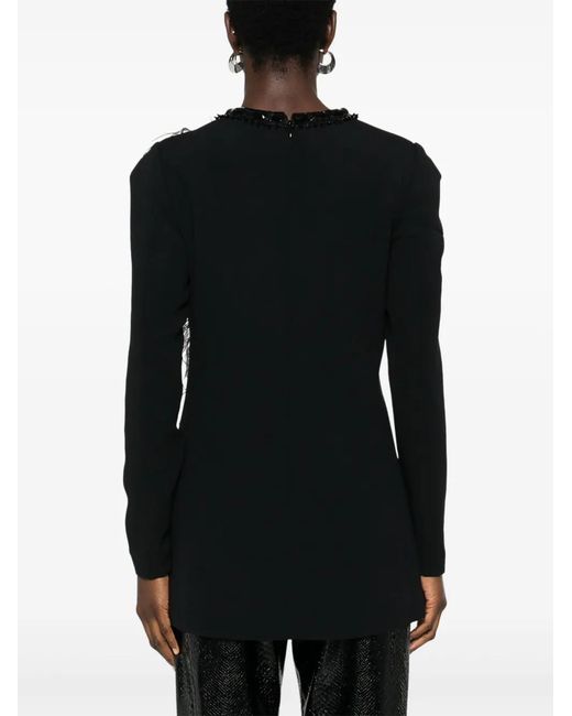 Elie Saab Black Embroidered Cady Blouse
