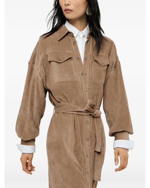 Brunello Cucinelli Natural Fluid Corduroy Shirt Dress