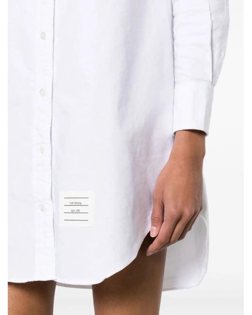 Thom Browne White Rwb Cotton Shirt Dress