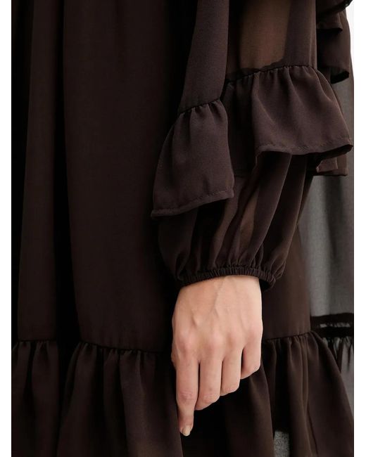 Gestuz Black Ruffled High-Neck Dress