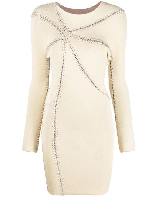 Isa Boulder Natural Starfish Whipstitch-Detail Midi Dress