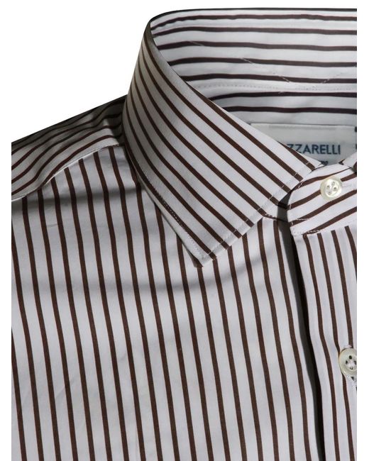 Mazzarelli Gray Striped Button Shirt for men