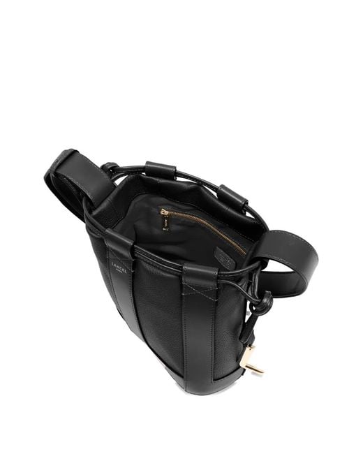 Lancel Black Elles Leather Bucket Bag