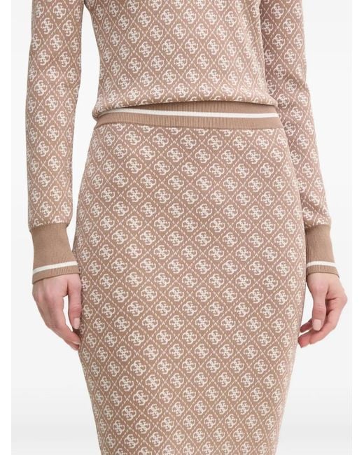 Guess Natural Patterned Rib-Knit Skirt
