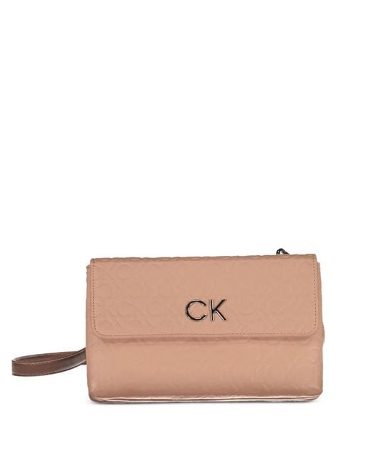 Calvin Klein Pink Embossed Logo-Plaque Cross Body Bag
