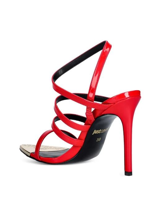 Just Cavalli Red Multi-Strap Sandals