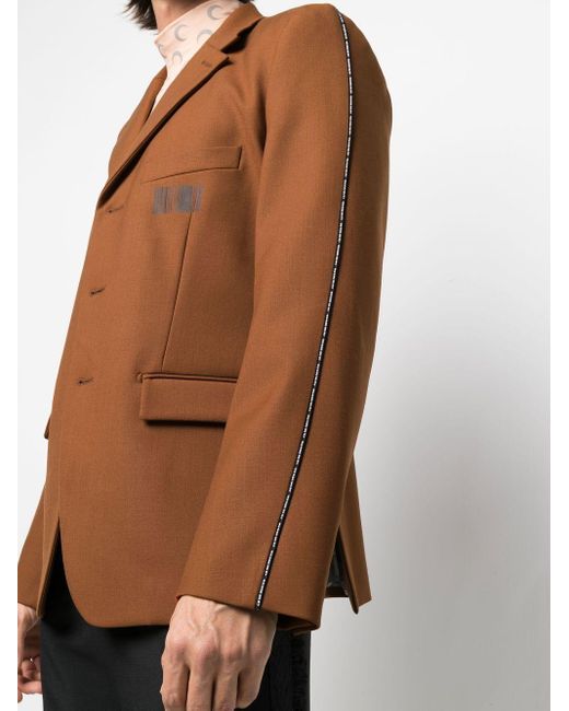 Vetements Brown Barcode-print Single-breasted Blazer for men