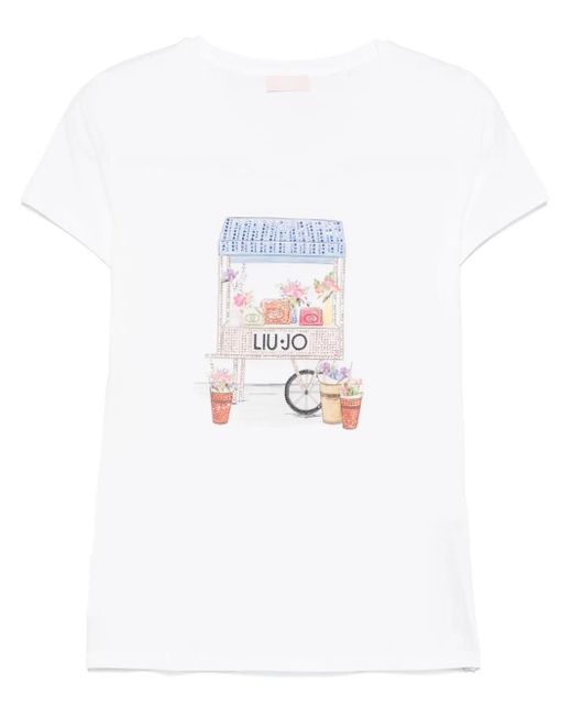 Liu Jo ラインストーン Tシャツ White