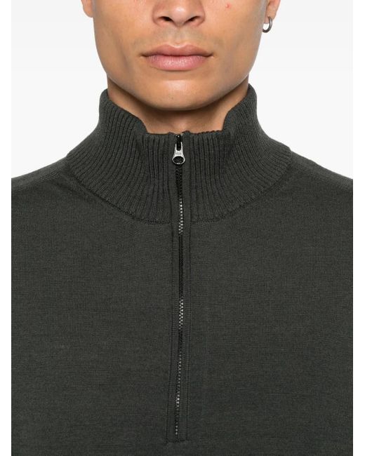 C P Company Black Half-Zip Sweater With Signature Lens Detail for men