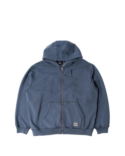 by Parra Blue Embroidered-Logo Washed-Finish Hoodie for men