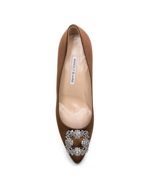 Manolo Blahnik Brown Hangisi Heeled Pumps