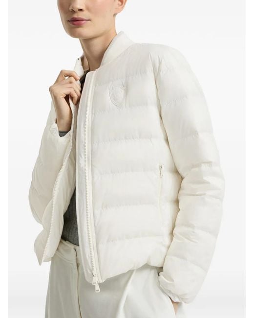 Brunello Cucinelli White Water-Resistant Matte Nylon Down Jacket With Logo
