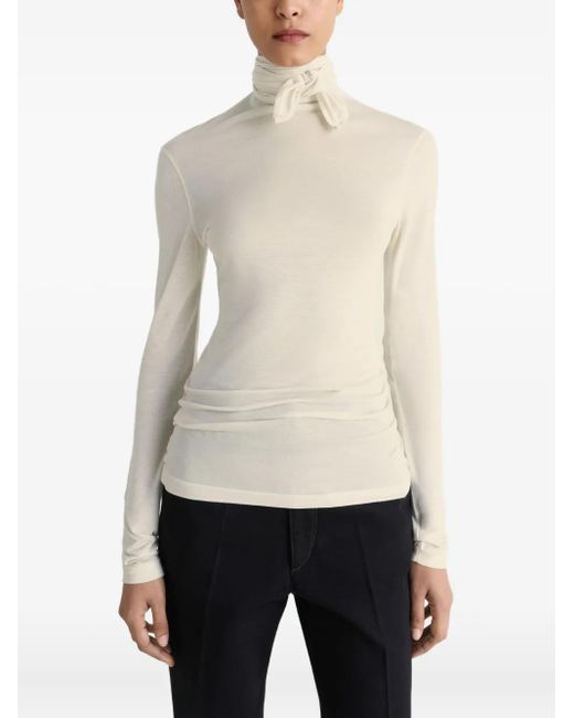 Lemaire White Tied-Neck T-Shirt
