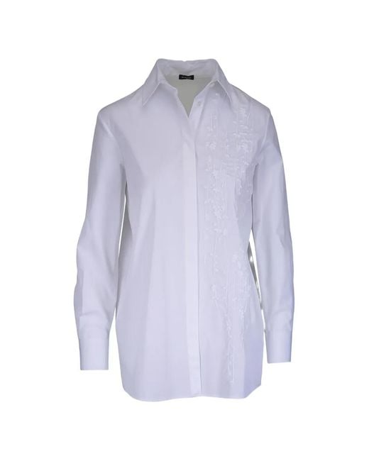Kiton Purple Floral-Embroidered Box-Pleat Blouse