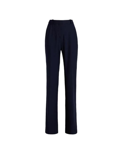 Another Tomorrow Blue Flared Wool Trousers