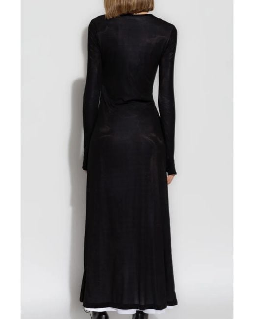 Helmut Lang Black Double-Layer Maxi Dress